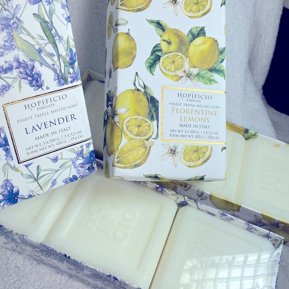 HOPIFICIO FIRENZE TRIPLE MILLED BODY SOAP MADE IN ITALY LEMON LAVENDER 6 BARS